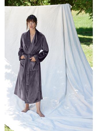 EILEEN WEST - Lux Velour Long Wrap Robe CHARCOAL