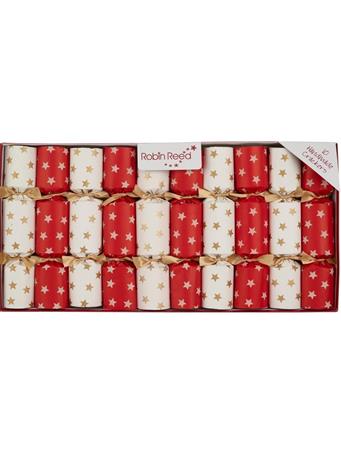 ROBIN REED - Christmas Crackers - Stars Design - Box of 10 RED