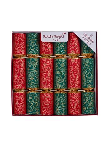 ROBIN REED - Christmas Crackers - Bon Bon - Box of 12 RED/GREEN