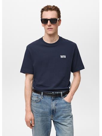 MANGO - Embroidered Cotton T-shirt NAVY