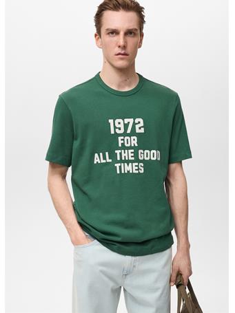 MANGO - 100% Cotton Embroidered T-shirt DK GREEN