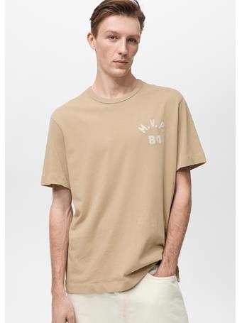 MANGO - Embroidered Detail Cotton T-shirt BEIGE