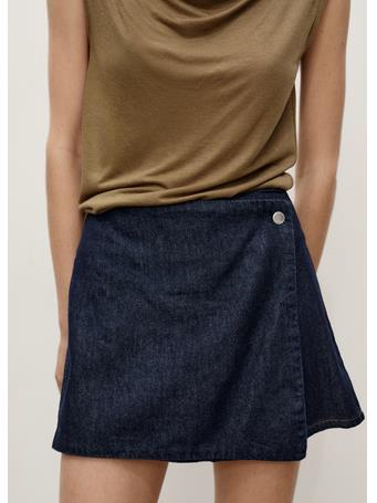 MANGO - Wrapped Denim Skort DARK BLUE