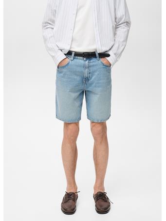 MANGO - Denim Bermuda Shorts With Washed Effect BLUE