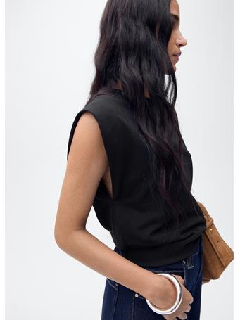 MANGO - Short-sleeved Cotton T-shirt BLACK