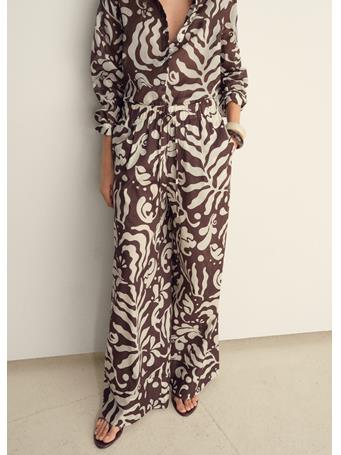MANGO - Printed Cotton Pants DARK BROWN