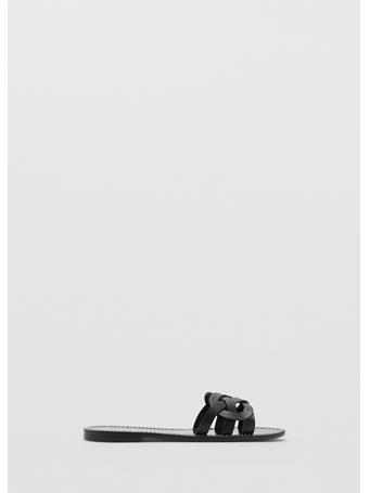 MANGO - Leather Sandals With Intertwined Strap BLACK