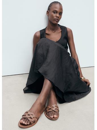 MANGO - Leather Sandals With Intertwined Strap MEDIUM BROWN