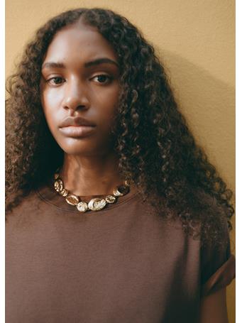MANGO - Textured Coin Necklace GOLD