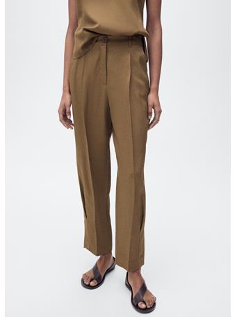 MANGO - Linen-blend Pleated Pants MEDIUM GREEN