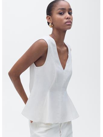 MANGO - Linen-blend Peplum Top NATURAL WHITE