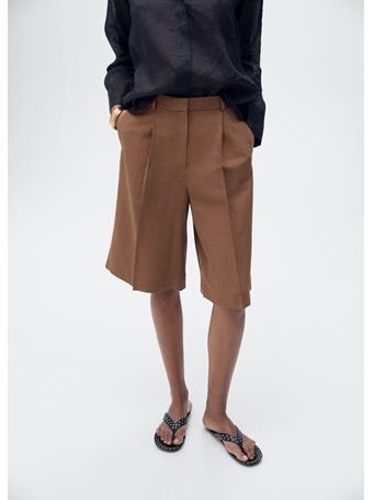 MANGO - Linen-blend Suit Bermuda Shorts DARK BROWN