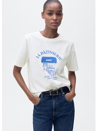 MANGO - Short-sleeved Printed T-shirt MEDIUM BLUE