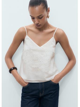 MANGO - Lace Strap Top NATURAL WHITE