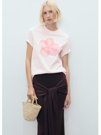 MANGO - Floral Print T-shirt LT-PASTEL PINK