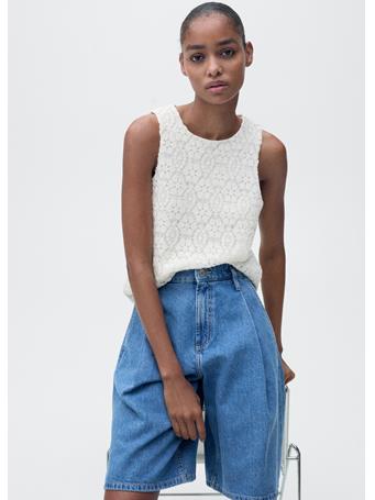 MANGO - Straight-fit Crochet Top NATURAL WHITE