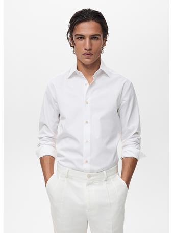 MANGO - 100% Cotton Slim Fit Shirt WHITE