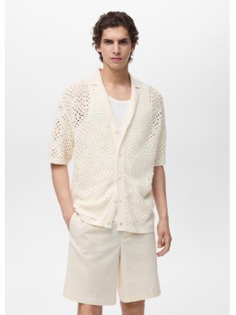 MANGO - Bowling Shirt With Crochet Structure OFF WHITE