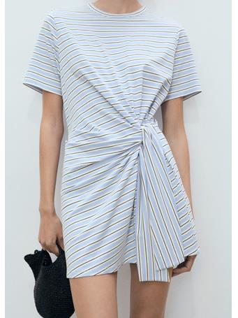 MANGO - Short Striped Dress With Knot MEDIUM BLUE