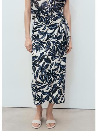 MANGO - Linen Skirt With Knot Detail NATURAL WHITE