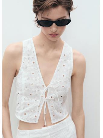 MANGO - Embroidered Cotton Vest With Bows WHITE
