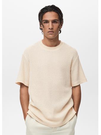 MANGO - Ribbed Knit T-shirt OFF WHITE