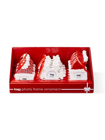 TAG TRADE ASSOCIATES - Photo Frame Ornament Assortment WHITE/RED