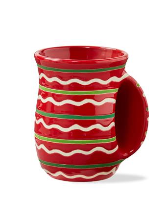 TAG TRADE ASSOCIATES - Festive Stripe Handwarmer Mug RED