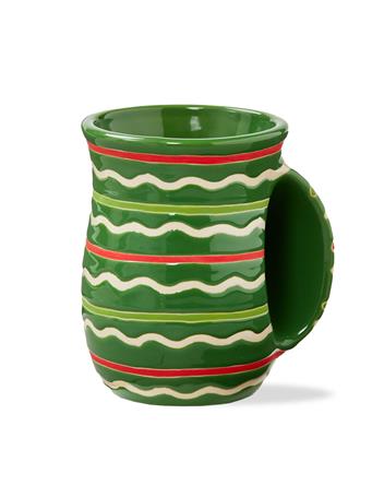 TAG TRADE ASSOCIATES - Festive Stripe Handwarmer Mug GREEN