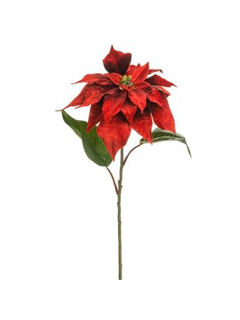 ALL STATE FLORAL - 28" Artificial Velvet Holiday Poinsettia Flower Stem RED