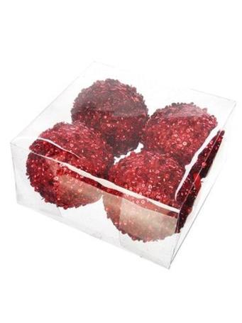 ALL STATE FLORAL - Sequin Ball Ornament RED