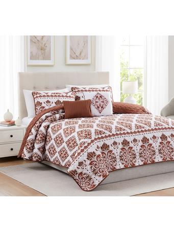 RAMALLAH TRADING CO - Kingston Damask Quilt Set RUST