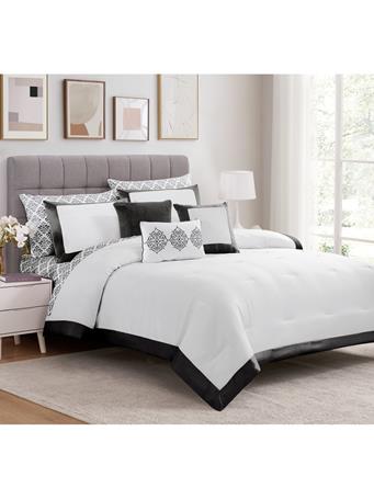 RAMALLAH TRADING CO - Bridgetown Satin Hotel Comforter with Sheet Set BLACK