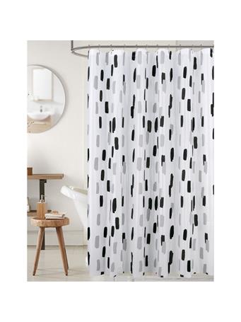 RAMALLAH TRADING CO - Brush Stroke Shimmer Shower Curtain Set with Hooks GREY