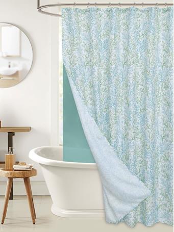 RAMALLAH TRADING CO - Coastal Coraln Shower Curtain with Liner AQUA