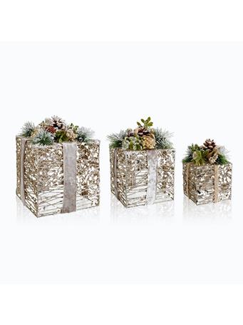DIAMOND STAR GLASS - Set of 3 Christmas Gift Boxes GOLD