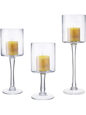 DIAMOND STAR GLASS - Set of 3 Hurricane Candle Holders CLEAR