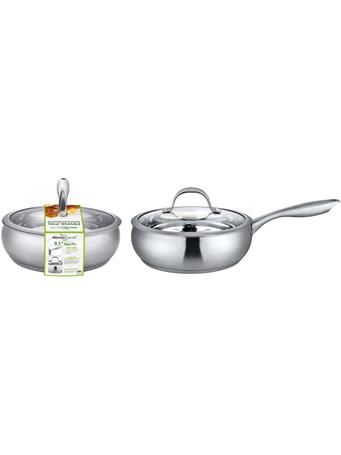 AMERICAN DREAM HOME GOODS - 9.5" Stainless Steel Fry Pan with Glass Lid STAINLESS STEEL
