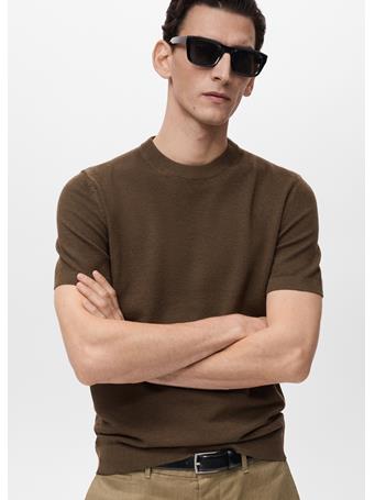 MANGO - Cotton Fine-knit T-shirt BROWN