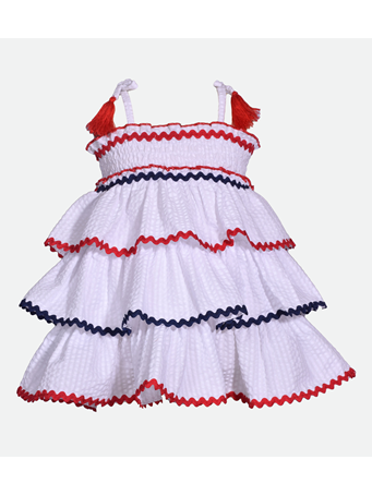 BONNIE JEAN - Parker Seersucker Tassel Dress WHITE