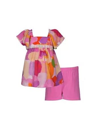 BONNIE JEAN - Girls Printed Top and Solid Shorts Set MULTI
