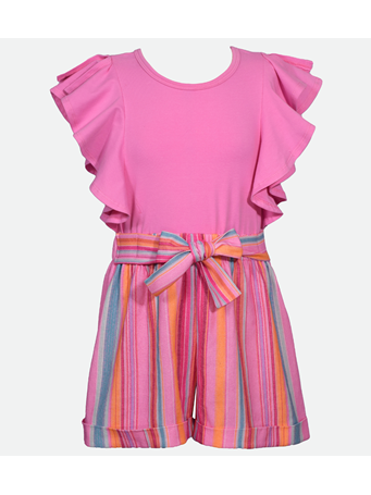 BONNIE JEAN - Tori Knit Flutter Sleeve Romper PINK