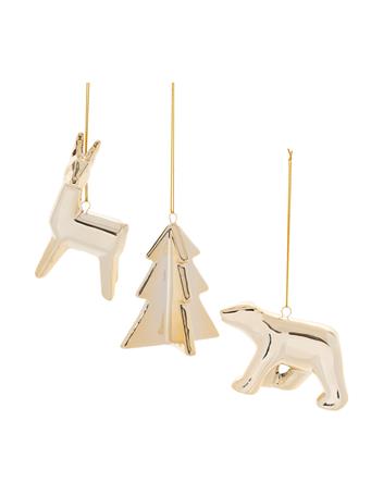 MELROSE INTERNATIONAL - Deer/Bear/Tree Ornament GOLD