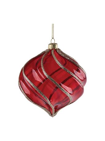 MELROSE INTERNATIONAL - Swirl Onion Ornament 4”H Glass RED