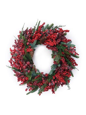 MELROSE INTERNATIONAL - Pine and Mixed Berry Wreath GREEN