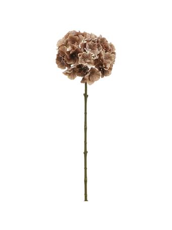 ALL STATE FLORAL - 20" Beaded & Snowed Artificial Hydrangea Flower Stem BROWN