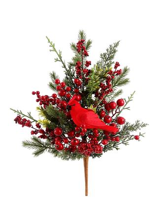 ALL STATE FLORAL - 26" Artificial Cardinal, Berry & Pine Stem RED