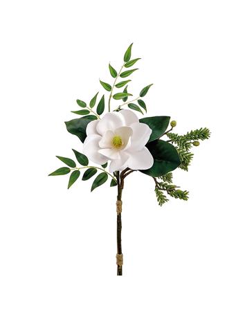 ALL STATE FLORAL - 20" Artificial Magnolia Flower & Pine Stem Bundle WHITE