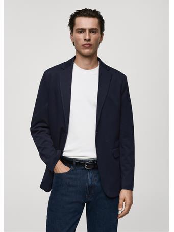 MANGO - Verner Slim-fit Cotton Blazer NAVY