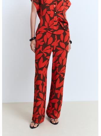 MANGO - Flowy Printed Trousers BRIGHT RED